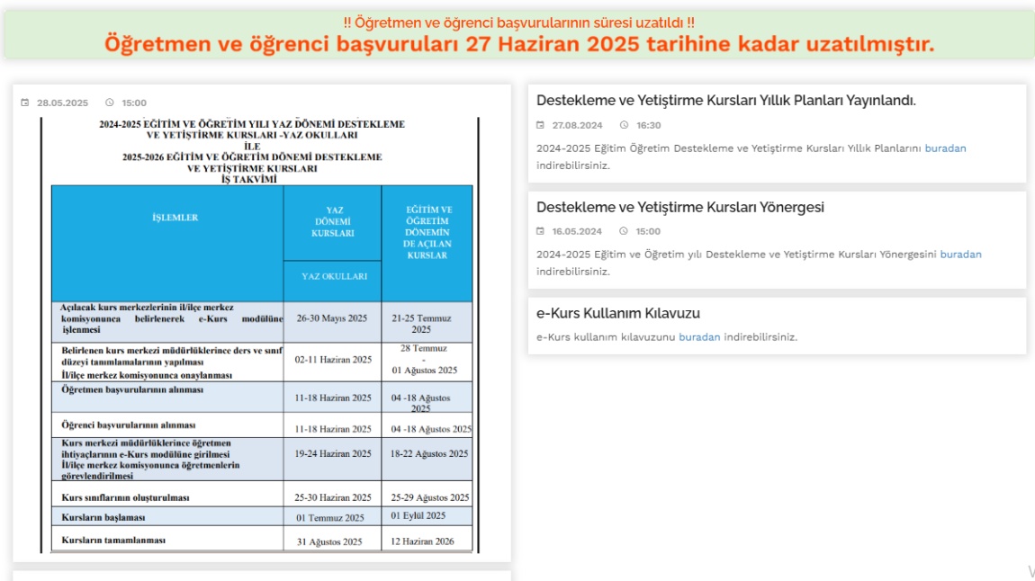 DYK YAZ KURSU BAŞVURLARI 27 HAZİRANA KADAR UZATILDI